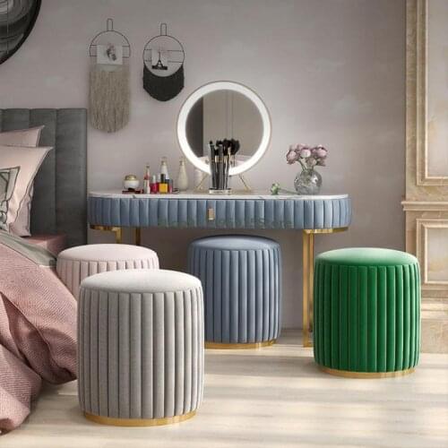 Nordic Light Luxury Dressing Table Stool Chair Bedroom Makeup Stool Sofa Changing Shoes Fashion Living Room Net Red Round Stool
