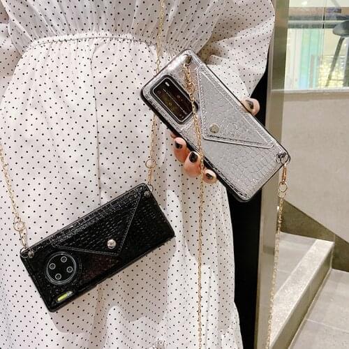Snake Pattern Shoulder Bag Case For Huawei P40 P30 Pro Mate 30 Leather Cards Wallet Purse Back Cover For Nova 4 5 6 Phone Cases