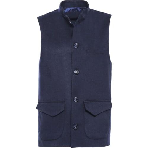 Navy Mandarin Collar Vest