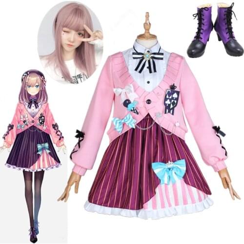 Japanese Virtual YouTuber Nijisanji Suzuhara Lulu Uniform Dress Outfit Cosplay Costumes custom-made shoes