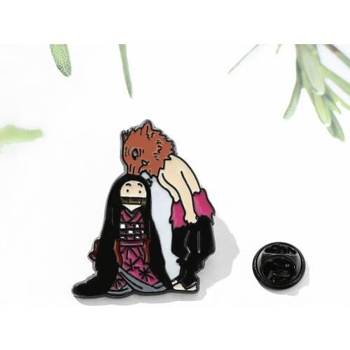 Japanese Anime Brooch Demon Slayer Metal Badge Savage Wild Boar Cartoon Brooch Hashibira Inosuke Commemorative Badge