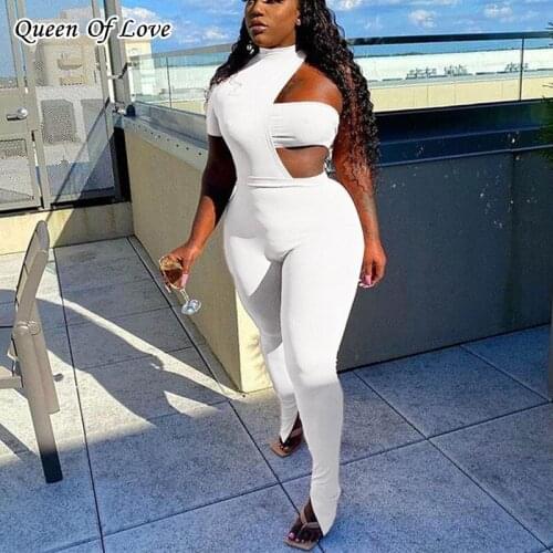 3 Piece Set Women Irregular Bodysuit And Flare Split Pant Outfits 2021 New Summer Knitted Bodycon Tracksuit Pants Matching Sets