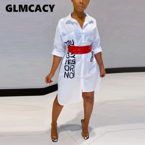 Women Letter Print Long Sleeve Sexy Midi Shirt Dress Vintage Party Dress Female Dress Vestidos