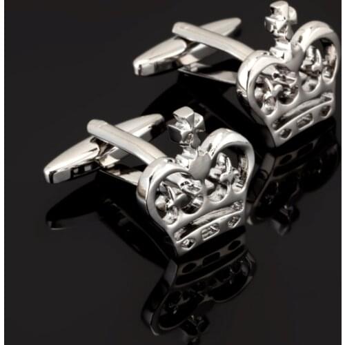 1 Pair Stainless Steel Vintage Men Wedding Gift Imperial silvery Crown Cufflinks French crown Cufflinks Jewelry