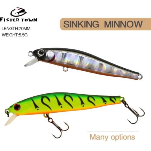 1PCS 70MM 5.5G Sinking Minnow Fishing Lures Artificial Bait 3D Natural Eyes Wobbler Hard Bait Fishing Tackle