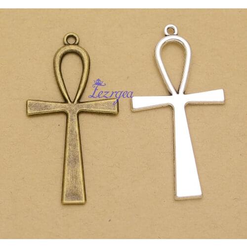 10pcs/lot--52x28mm, Antique silver plated/bronze plated Big Ankh Cross Charms,DIY supplies,Jewelry accessories