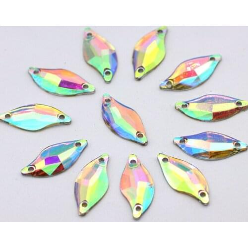 100pcs S Shape Crystal AB Sew on Rhinestone With 2 Holes Resin Strass Beads For DIY Clothing Garments Decoration