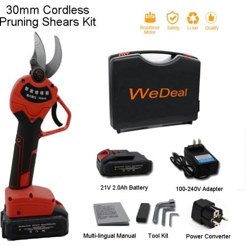 21V electric garden pruning shears cordless pruner electric orchard scissors Li-ion garden power tool set portable secateurs cut