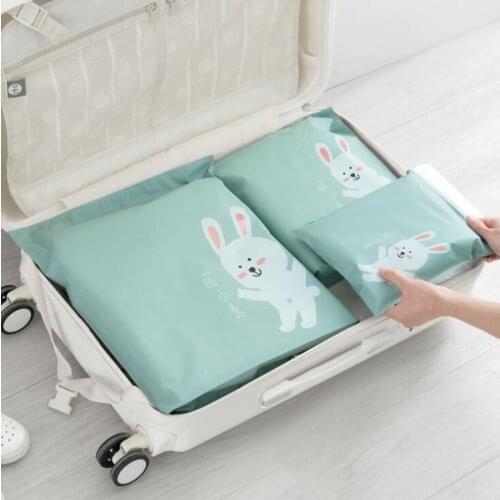 2019 Cute 3pcs Separate Bags Travel Bundle Pocket Set Waterproof Drawstring Clothing Collection PEVA Cartoon Shoes Underwear Org