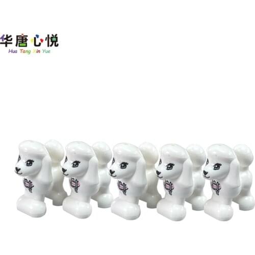 5PCS/Set Animals Cute Dogs Puppy Figures Model Building Blocks Educational Toys for Children Gift Assemble Toy Animals For Kids