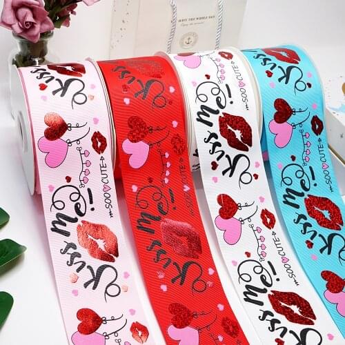 75 mm gold foil ribbon 3 inch ribbon holographic ribbon craft supplies Valentines Day grosgrain ribbon 3" 44-075