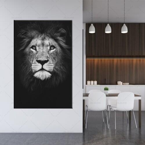 Abstract CanvasAnimal Posters And Prints Lion Deer Paintings For Living Room Wall Art Decorative Pictures Black And White Decor