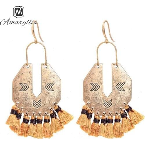 Amaiyllis Ethnic Tibetan Pendant Dangle Earrings For Women Vintage Layer Tassel Earrings Hot Statement Fringe Drop Earrings