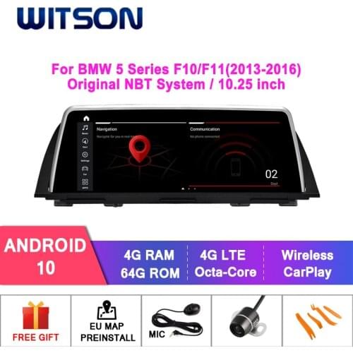 WITSON Android 10.0 10.25" CAR DVD GPS For BMW 5 Series F10 F11 2013-2016 4GB+64GB car stereo GPS NBT System Stand-up style