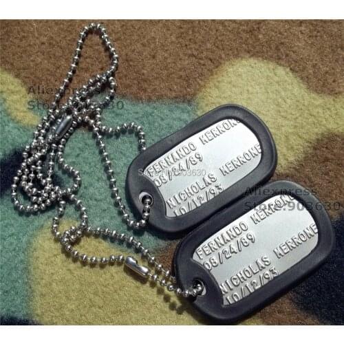 Free shipping ! US Dog Tag with Surname First name Social Security number Blood type Religion 100sets/Lot