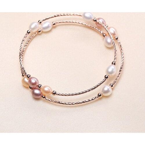 WHOLESALE HOT CHEAP Freshwater Real Natural Pearl Bracelet Bangle for Women Lady Beautiful Jewelry Party Gift 10pcs/lot