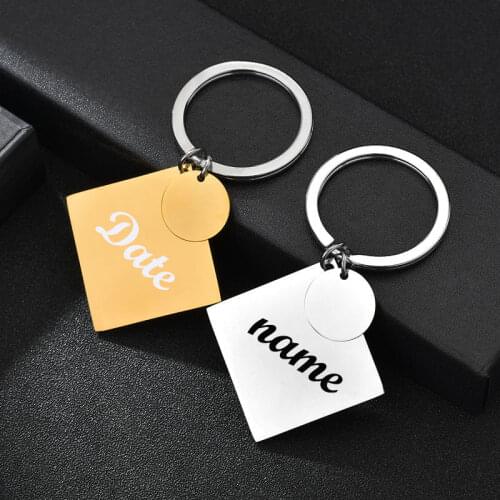 High Quality Stainless Steel Engraved Letter Numbers Drive Safe Couples Name Keychain Custom Key Ring Husband Boyfriend Gifts