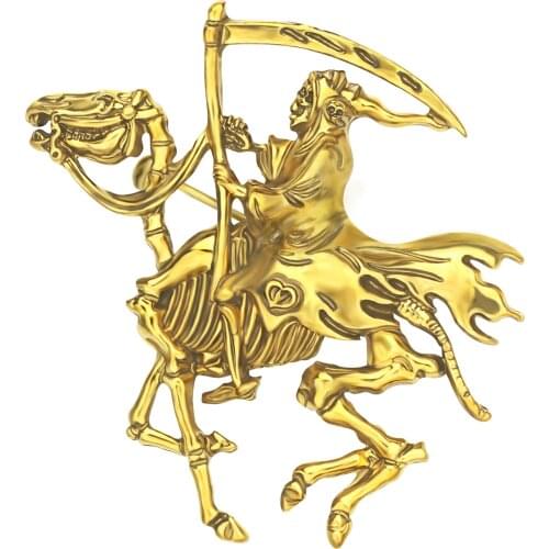 Bonsny Alloy Antique Gold Plated Halloween Grim Death Reaper Brooches Skull Skeleton Pin Jewelry For Lady Girls Gift Accessories