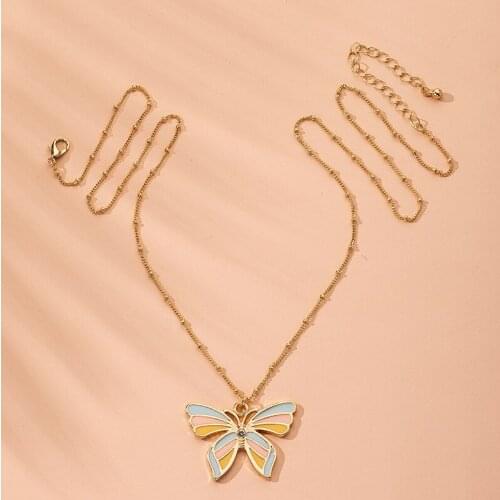 Luxury Fashion Graceful Colorful Butterfly Clavicle Chain Necklace Gold Color Necklaces For Women Jewelry Accessories Gifts