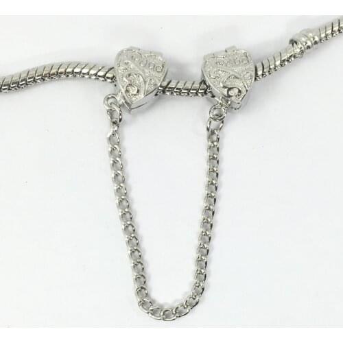 DAD Heart Shape Safety Chain Beads Clips Locks Stoppes Charms Bead Fit Charms Bracelets & Bangles