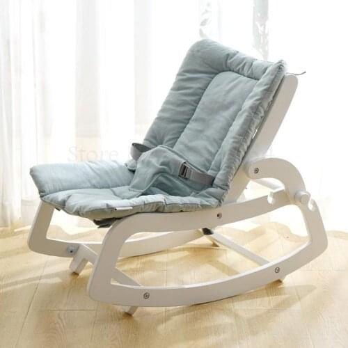 Baby Rocking Chair Solid Wood Baby Soothing Leisure Lounge Chair Newborn Child Cradle Bed Bb Feeding Coax Baby Artifact