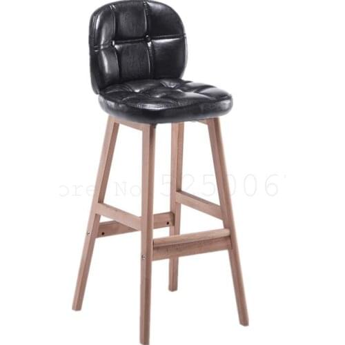 Solid wood bar chair European bar stool high stool home back bar stool wooden retro coffee front bar chair