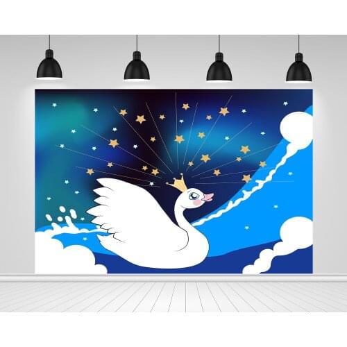 Scopiso Photography Backdrop Swan Golden Crown Stars Birthday Party Baby Decoration Photographic Background Photo Studio Props