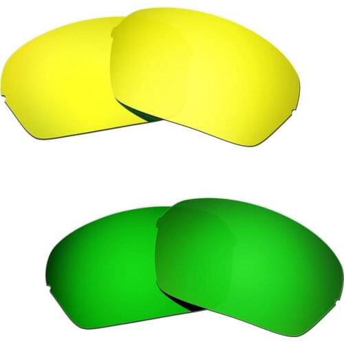 HKUCO For Half X Sunglasses Replacement Polarized Lenses 2 Pairs Gold&Green