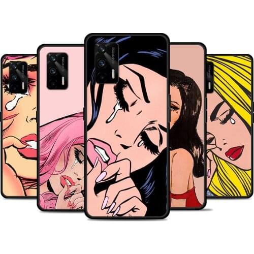 Crying Comic Girl Painting For Realme 8 GT Neo Flash Edition Explorer Master Q3 Pro Narzo30 C21 C20 C11 C20A C21Y Phone Case