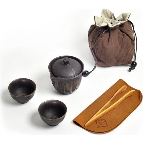 Chinese Kung Fu Tea Set Ceramic Portable Teapot Set Outdoor Travel Gaiwan Tea Cups of Tea Ceremony Teacup Fine Gift