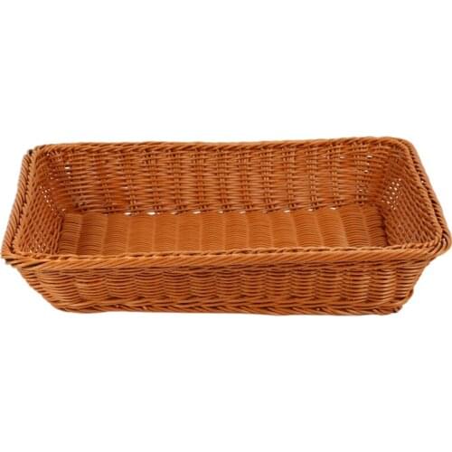Bread Basket,Rectangle Imitation Rattan Bread Basket,Food Serving Baskets,Restaurant Serving/Diplay Baskets For Fruit Food Veget