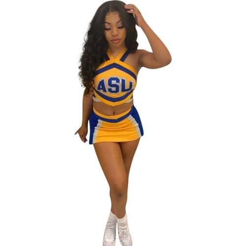 Letter Printed Cool Girl BF Style Two Piece Outfits Women Plus Size Matching Sets Summer Basketball Clothes Crop Top Tee Skirts