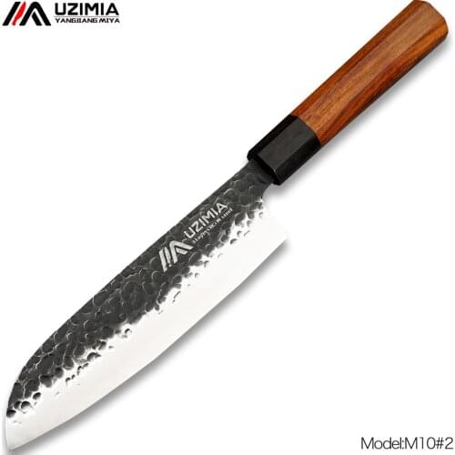 UZIMIA Handmade Forged 3Layers 8Cr Steel Santoku Knives Japanese Chef Knife Kitchen Knives Slicing Cleaver Cooking Tools M10#2