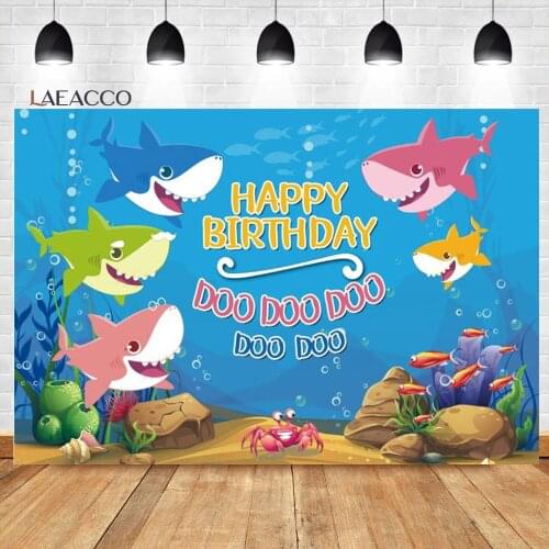 Laeacco Birthday Backdrops Underwater Seaweed Fishes Bubbles Photography Backgrounds Vinyl Photophone Photocall For Photo Studio