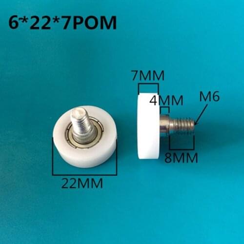 M6X8 Screw POM Material 626 Bearing Roller Diameter 22mm Thickness 7mm 10pcs/lot