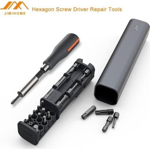 JIMI GNT-23 Alloy Steel S2 Magnetic Screwdriver Set Multifunction Household DIY Hexagon Replaceable Screw Driver Repair Tools