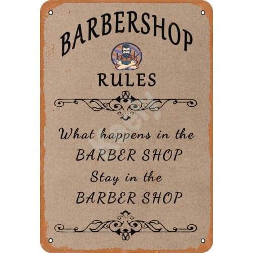 Keely Barbershop Rules Metal Vintage Tin Sign Wall Decoration 12x8 inches for Cafe Bars Restaurants Pubs Man Cave Decorative