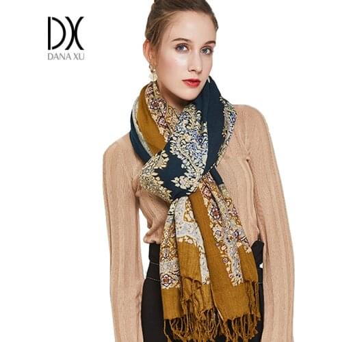 Fashion Scarves and Shawl Women Brand Scarf Pashmina Shawls and Wraps Cashmere Wool Hijab for Girls Winter Cape Poncho Muslim
