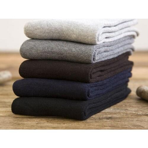 New Brand Business Casual Warm Thick Cotton Mens High Quality Cotton Socks Mens Formal Dress Socks Black For Man Autumn Winte