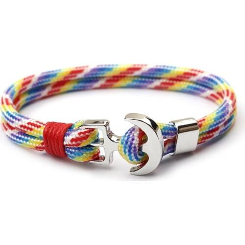 2019 New Fashion Black/Steel Anchor Bracelets Men Charm Survival Rope Chain Paracord Bracelet Male Gift Jewellery Pulseira