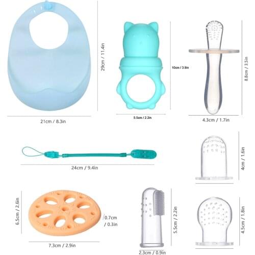 Pack of 12 Baby Teeth Care Kit Toothbrushes Silicone Waterproof Baby Teether Food Feeder Care Accessories for Infants Newborns