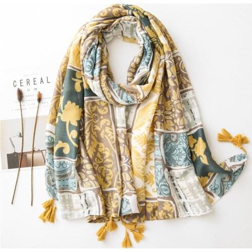 2020 New Fashion Flower printed scarf Women Cotton Color Matching Pashmina Beach Sun Protection Shawls Autumn Warm Neck Wrap