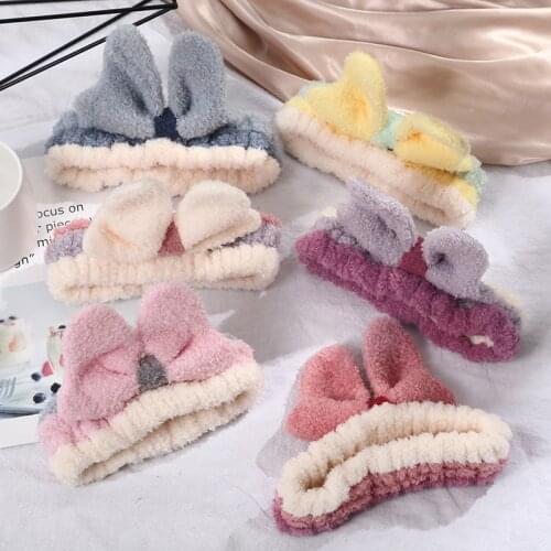 2021 New Product Korean Version Cute Bow Stereo Ear Hair Band For Lady Girl Shower Headwear Face Wash Makeup Hair Band Headband
