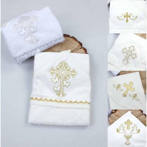 Newborn Rebirth Baptism Boy Girl Crucifix Hooded Drying Towel Religious Ceremony Toweling Christening Babies Spiritual Church
