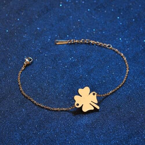 New Personalized Stainless Steel Clover Charms Bracelet For Women Romantic Valentines Gift Metal Jewelry Gift