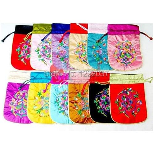 Wholesale 10pcs CHINESE EMBROIDERED Silk Jewellery Pouch&Coin purses Packaging bags