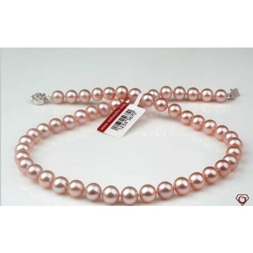 Classic 9-10mm freshwater round lavender pearl necklace 18inch