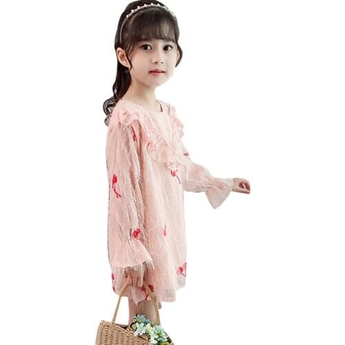 Girls Dress Cherry Pattern Dresses For Girl Spring Autumn Children Dress Casual Style Costume For Girls 6 8 10 12 14