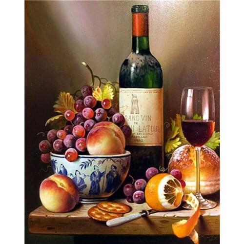 Full Square/Round Diamond Painting Win Glass Scenery Diamond Embroidery Grape Wine Cross Stitch Home Decor Gift