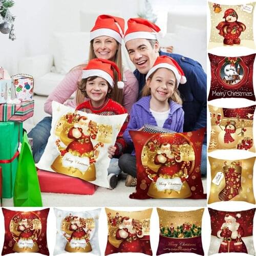 Merry Christmas Cushion Cover Christmas Decorations for Home 2022 Cristmas Ornament Pillow Case Xmas Navidad Gifts New Year 2023